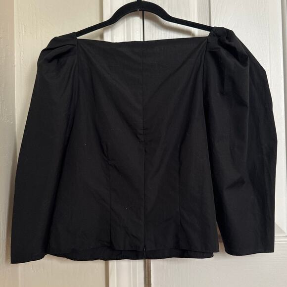NWT Black VINCE Draped 3/4 Sleeve Square Neck Poplin Top Blouse Size 6 - Picture 5 of 8